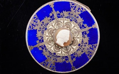 Solid Silver and Guilloche Enamel Round Box