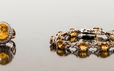 Sterling Citrine Jewelry Bracelet Ring