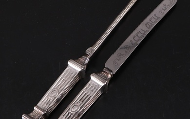 Sterling Silver Handled Shabbat Candle Lighter and Challah Knife