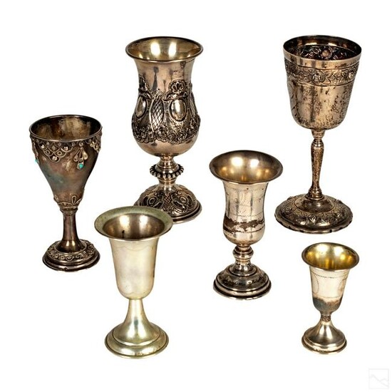 Sterling Silver Judaica Kiddush Goblet Cups Group