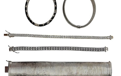 Sterling Silver Rhinestone & Gemstone Bracelet LOT