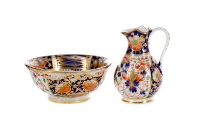 THREE EARLY 19TH CENTURY ENGLISH PORCELAIN MINIATURE WASH BOWLS AND EWERS
