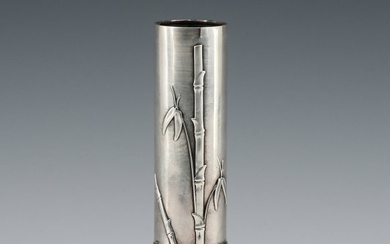 TIFFANY & CO. STERLING SILVER BAMBOO MOTIF VASE