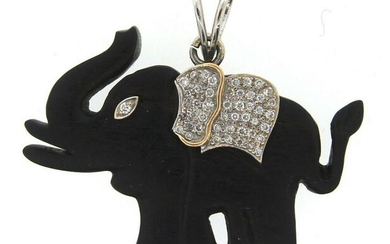 TRENDY Susan Wilson 18k Gold, Diamond & Ebony Elephant