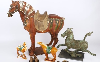 Tang style horses and pottery figures