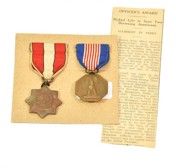 A Shanghai Municipal Council Emergency Medal 1937 and an American Soldier's Medal