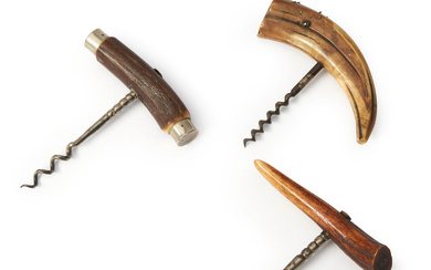 Three Tusk and Antler Corkscrews 20th century