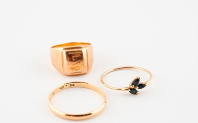 Three rings in yellow gold (750)