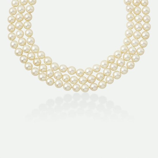 Three-strand cultured pearl necklace