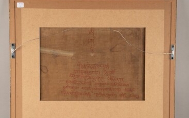 Tibet, XVIII-XIXème siècle Thangka polychrome sur textile représentant des Saints et abbés de la tradition...