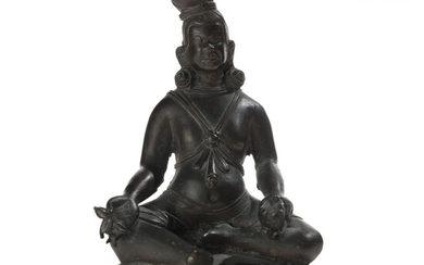 Tibetan Bronze Sculpture in the Figure of a MAHASIDDHA Religious Priest, 19th century