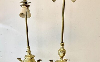 SOLD. Two 19th-20th century Oriental brass oil lamps. H. 55-58 cm. (2) – Bruun Rasmussen Auctioneers of Fine Art