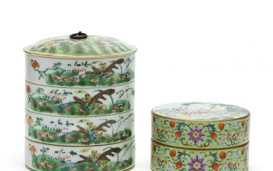 Two Chinese Stacking Porcelain Food Containers