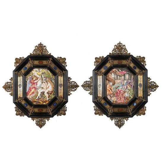 Two Framed Capodimonte Porcelain Plaques...