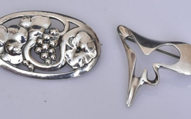 Two Georg Jensen Sterling Silver Brooches