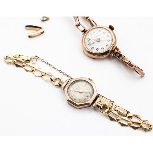 Two Ladies Wristwatches One Rose Gold