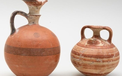 Two Mycenaean Painted Pottery Oil Vessels