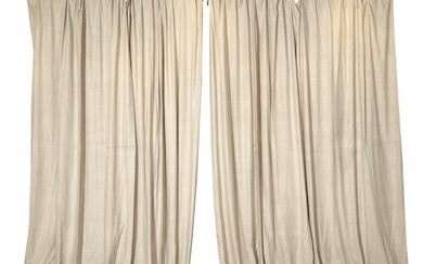 Two Pairs of Raw Silk Drapery Panels; Together with a Single Fabric Panel