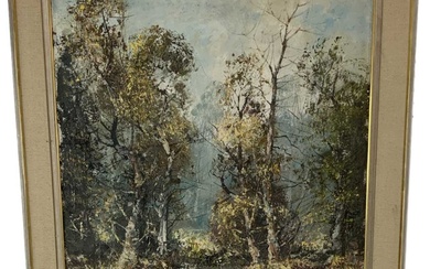UNATTRIBUTED; a large oil on canvas, rural scene, indistinctly signed...