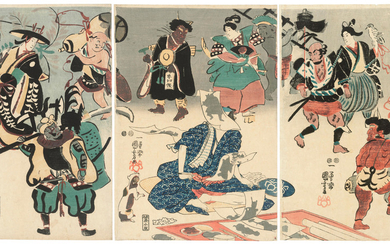 UTAGAWA KUNIYOSHI (1797-1861), Popular Otsu-e Paintings for the Times: A Long-awaited Rarity (Toki ni Otsu-e kitai no maremono)