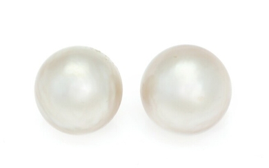 SOLD. V. Holmstrup: A pair of Mabé pearl ear clips each set with a cultured...