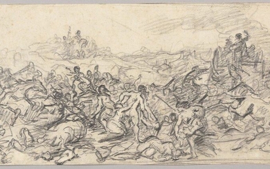 VICTOR PROOVÉ (1858-1943) Battle scene (front), battle scene study (back)...