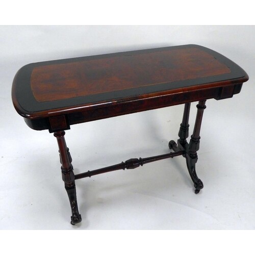 VICTORIAN BURR WALNUT AND EBONISED OCCASIONAL TABLE, the rou...