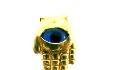 VINTAGE 14k Yellow Gold Hamsa & Evil Eye Charm