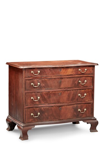 Very Fine and Rare Chippendale Inlaid and Figured Mahogany Serpentine-Front Chest of Drawers, probably Salem, Massachusetts, Circa 1790