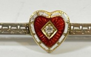 Victorian 14k Yellow Gold Pearl & Ruby Sword Form Stick Pin