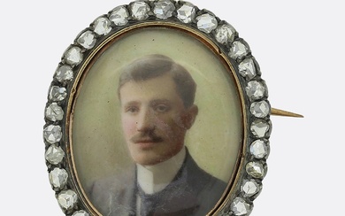 Victorian Diamond Miniature Locket Brooch Pendant