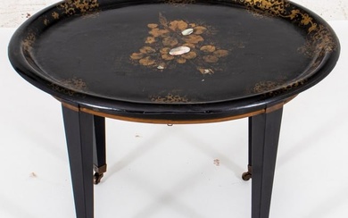 Victorian Papier Mache Tray Mounted Side Table