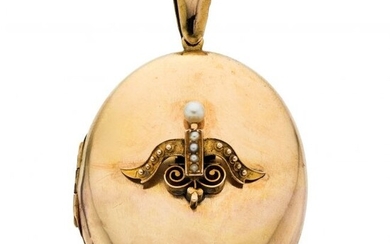 Victorian Seed Pearl, Gold Locket Pearl: Seed p
