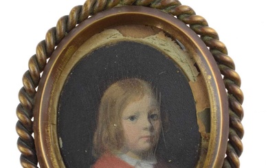 Victorian oval miniature on card - Portrait of a young child
