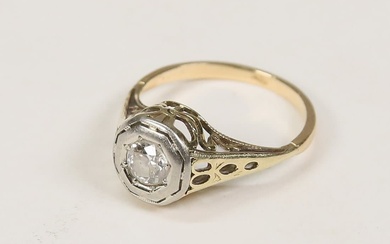 Vintage Art Deco 14k Gold & Diamond Ring