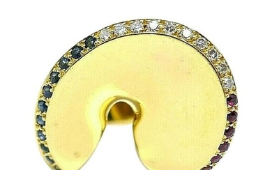 Vintage French 18 Karat Yellow Gold Diamond Sapphire