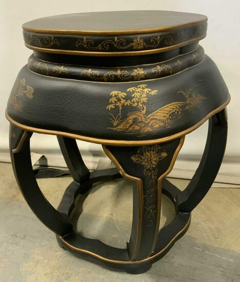 Vintage Painted Wooden Asian Style Garden Stool