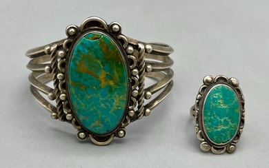 Vintage Turquoise Bracelet And Ring Set