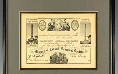 Washington National Monument Society Certificate
