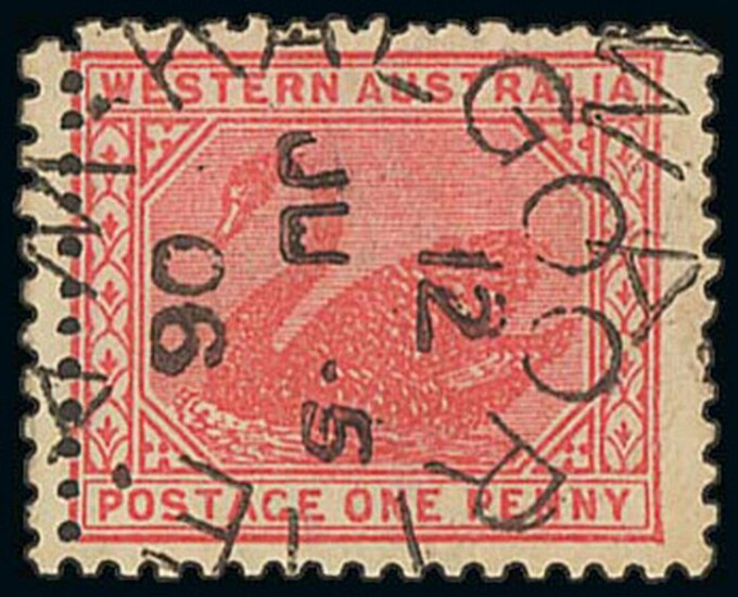 Western Australia 1905-12 Watermark Crown over A Compound and Mixed Perforations 1d. rose-pink,...