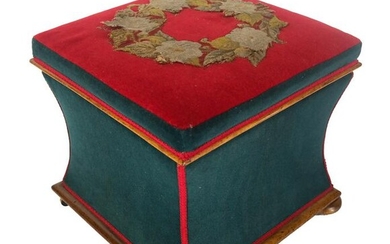 William & Mary-Style Upholstered Hassock