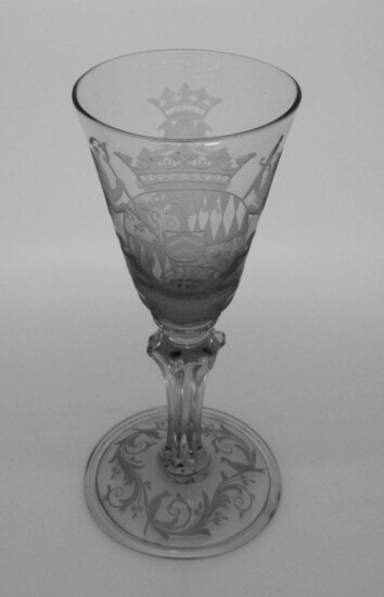 Wine glass with Marquess of Nassau crest c1750 (1) - Glass