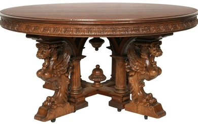 Winged Griffin Oak Banquet Table