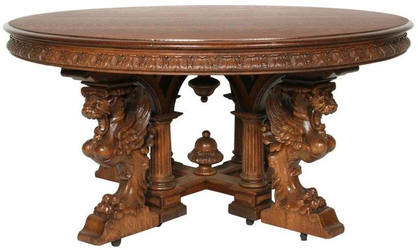 Winged Griffin Oak Banquet Table