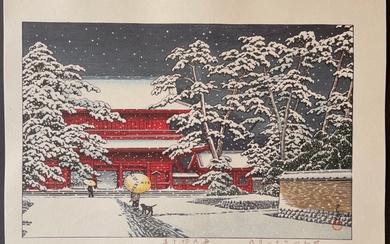 Woodblock print - Paper - Kawase Hasui 川瀬巴水 (1883-1957) - "Yuki no Zojoji" (Snow at Zojo Temple) - Japan - Reiwa period (2019 - present)