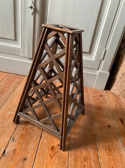 Wooden frame, conical shape, with sides.