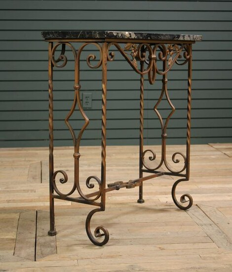 Wrought Iron Console With Marble Top