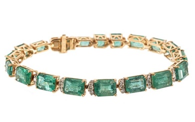 Yellow Gold, Emerald and Diamond Bracelet