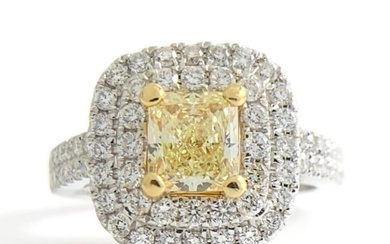 Yellow Radiant Halo Diamond Ring