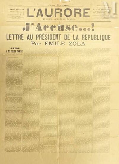 ZOLA (Emile). J'accuse… ! Exemplaire original du n°87 du journal...